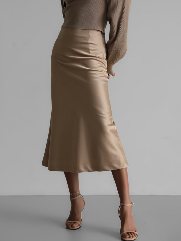 CLASSIC SILKY LOW WAIST MIDI SKIRT