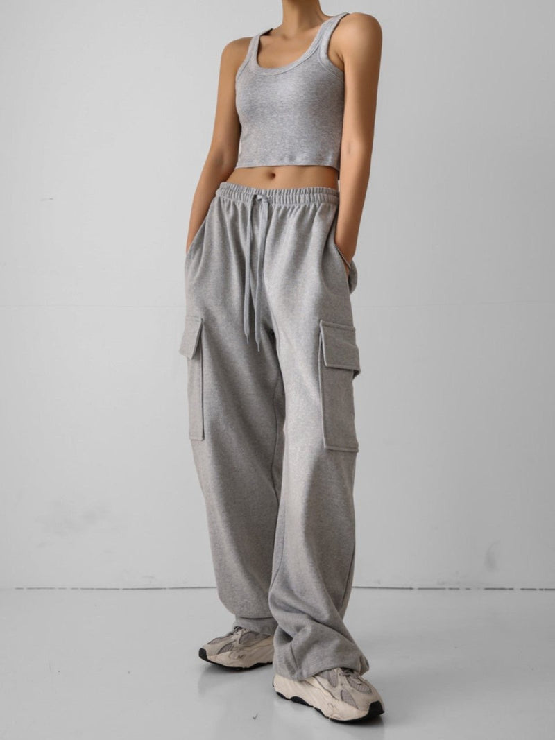 CARGO POCKET WIDE SWEATPANTS