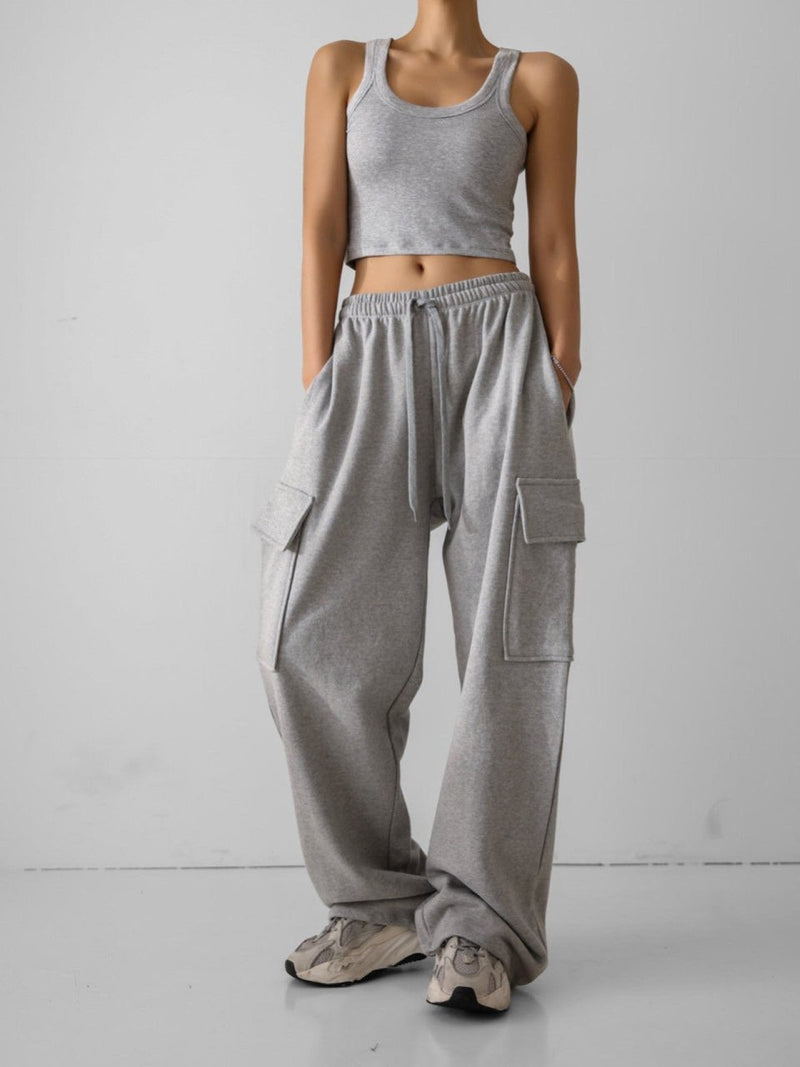 CARGO POCKET WIDE SWEATPANTS