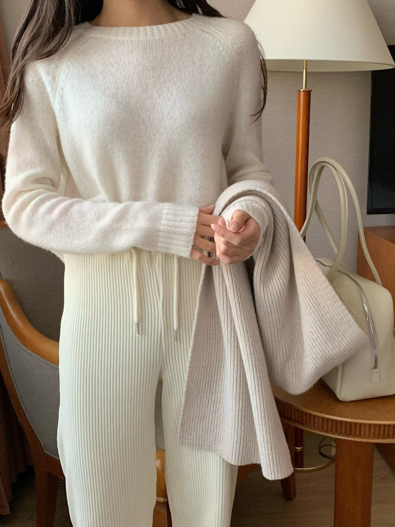 CASHMERE WOOL RIBBED KNIT MUFFLER