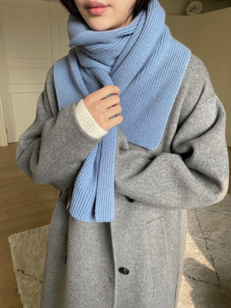 CASHMERE WOOL RIBBED KNIT MUFFLER