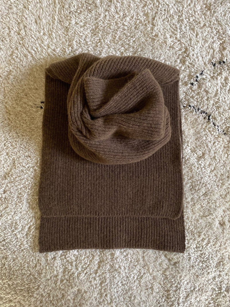 CASHMERE WOOL RIBBED KNIT MUFFLER