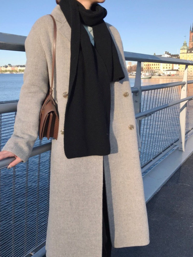 CASHMERE WOOL RIBBED KNIT MUFFLER