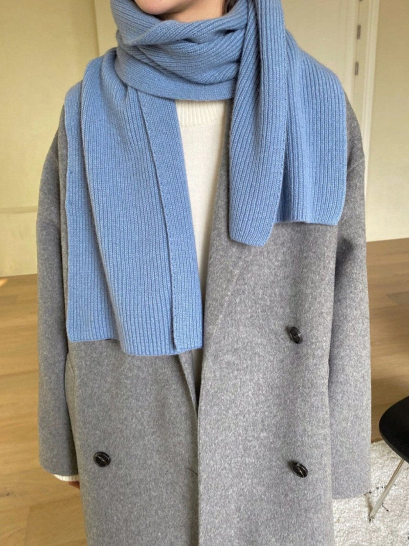 CASHMERE WOOL RIBBED KNIT MUFFLER