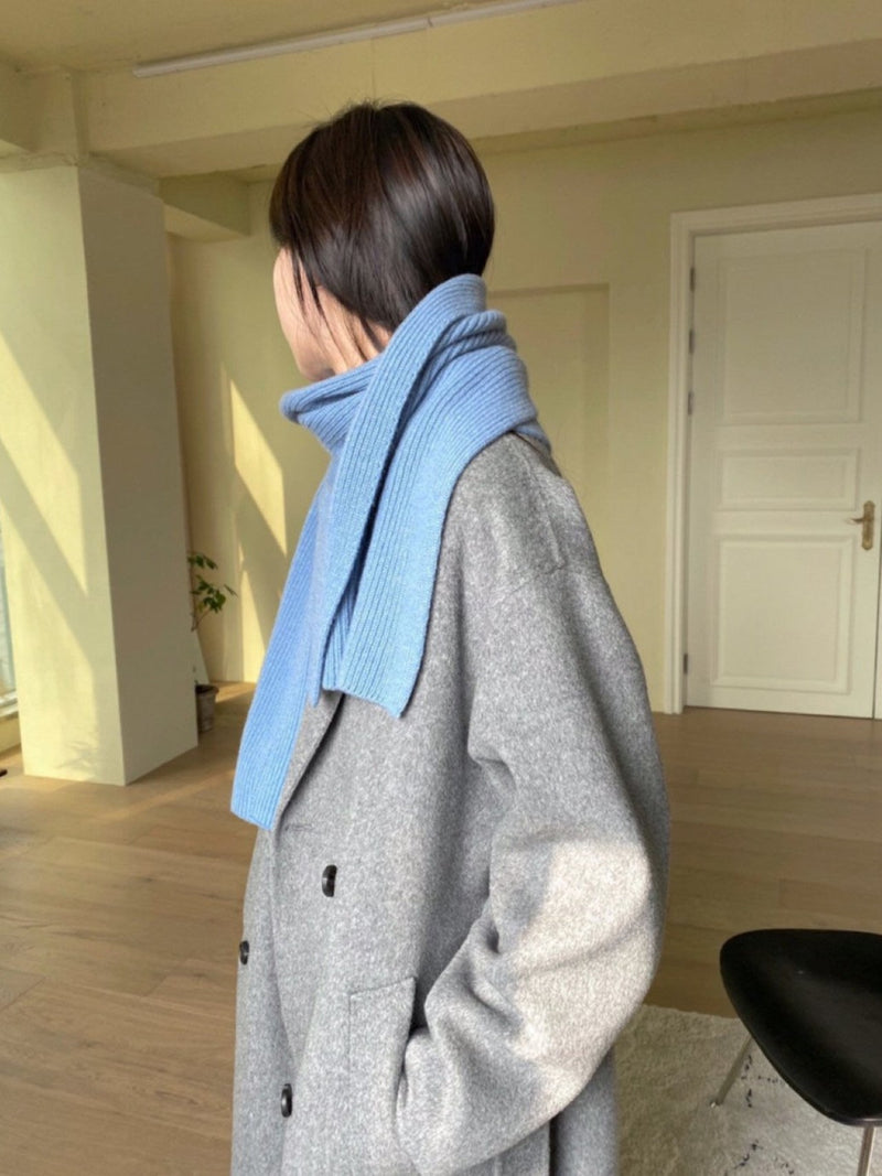 CASHMERE WOOL RIBBED KNIT MUFFLER