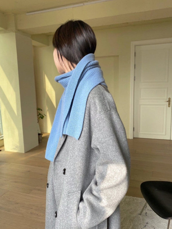 CASHMERE WOOL RIBBED KNIT MUFFLER