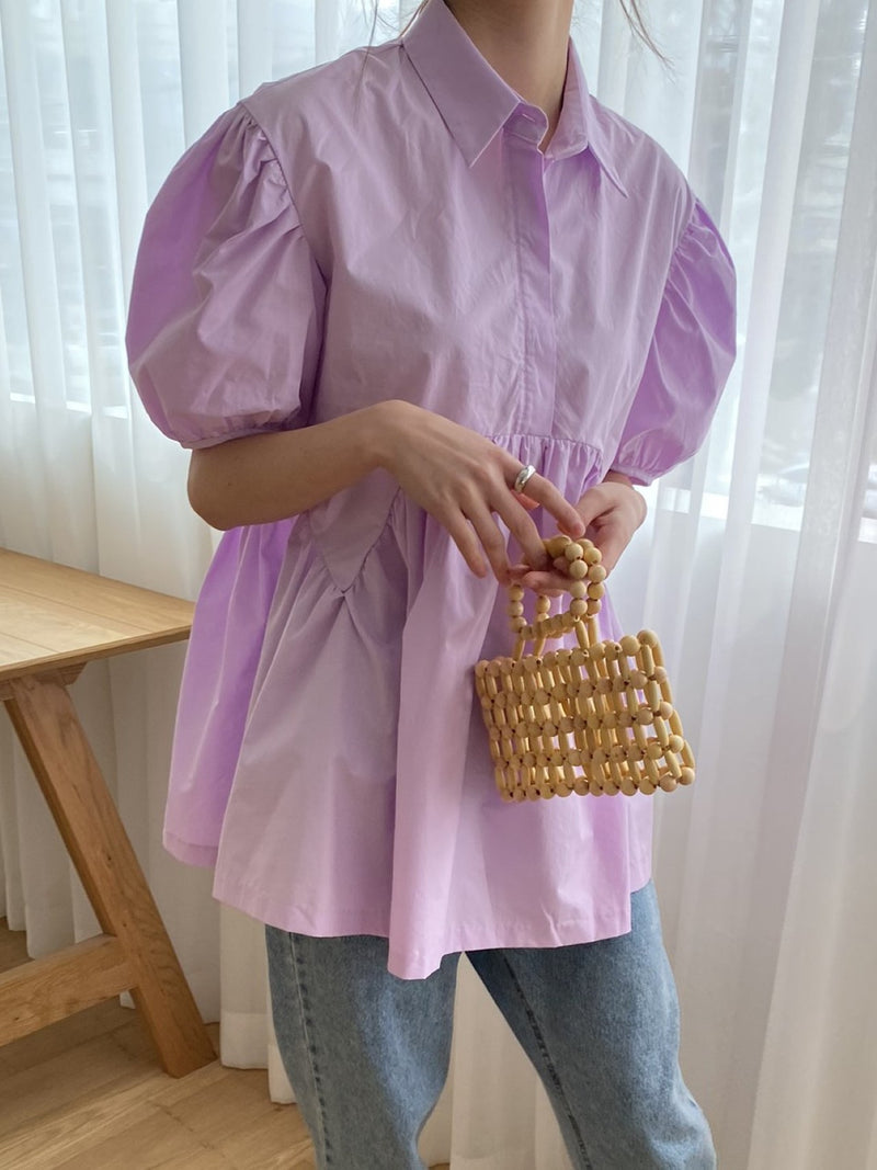 CECILE BALLOON SLEEVE COTTON SHIRT
