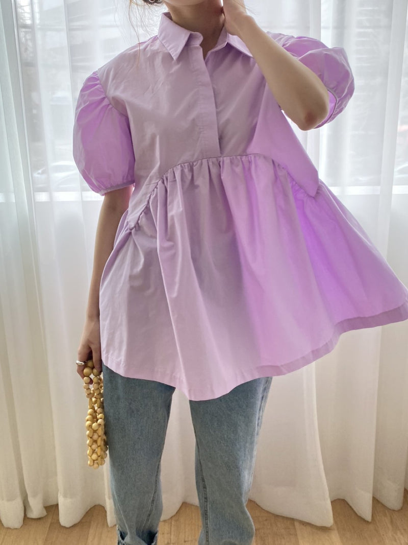 CECILE BALLOON SLEEVE COTTON SHIRT