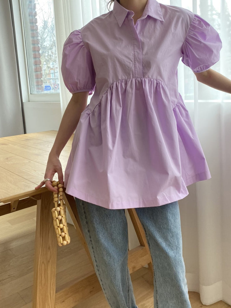 CECILE BALLOON SLEEVE COTTON SHIRT