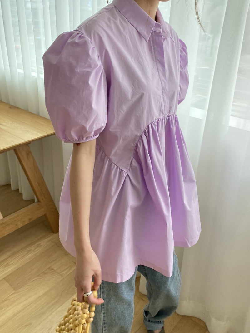 CECILE BALLOON SLEEVE COTTON SHIRT