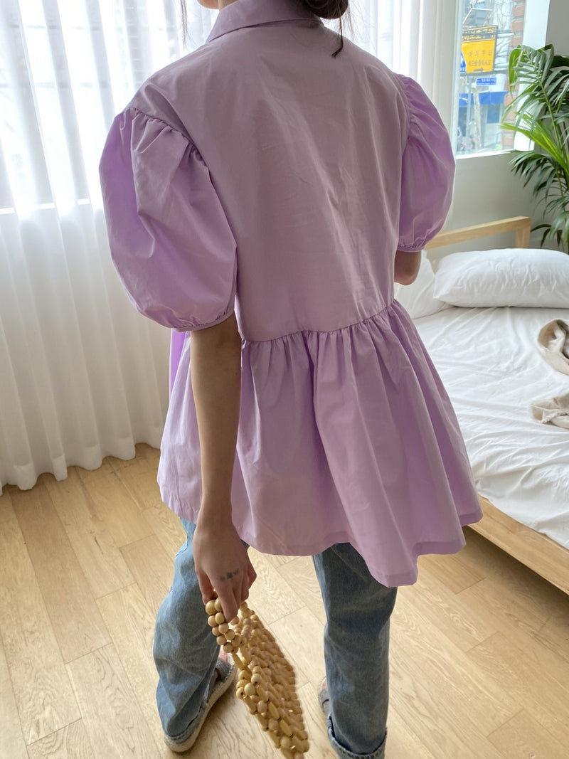 CECILE BALLOON SLEEVE COTTON SHIRT