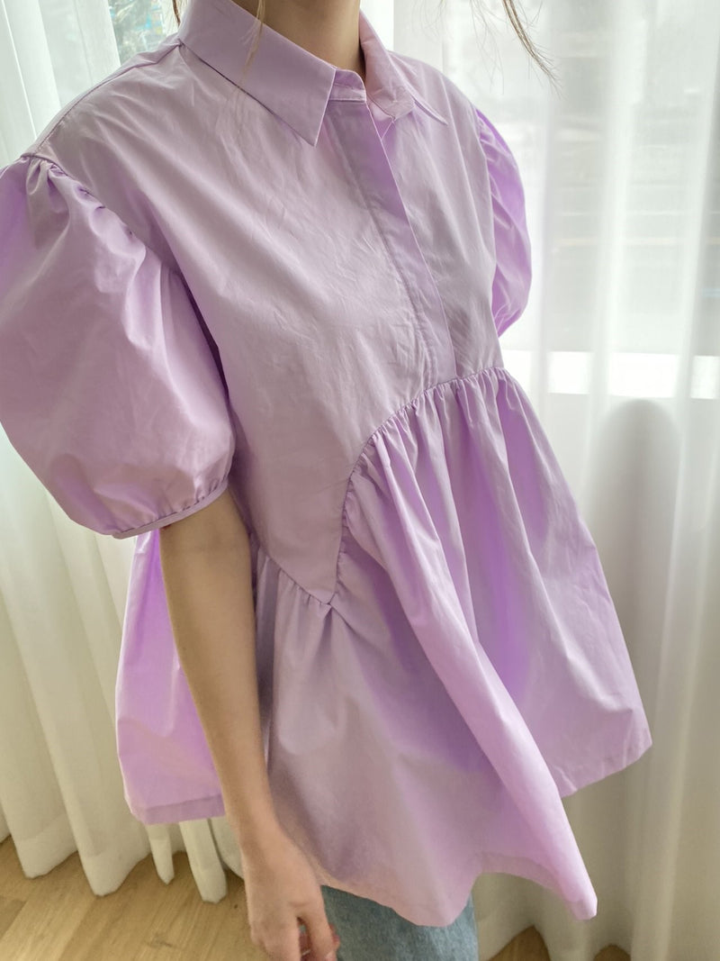 CECILE BALLOON SLEEVE COTTON SHIRT