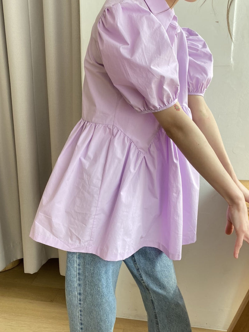 CECILE BALLOON SLEEVE COTTON SHIRT
