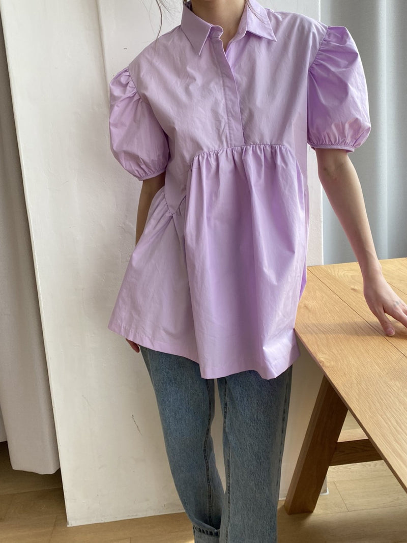 CECILE BALLOON SLEEVE COTTON SHIRT