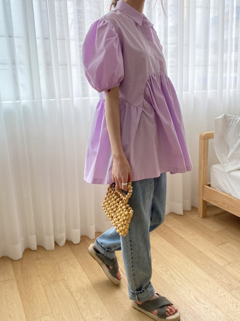 CECILE BALLOON SLEEVE COTTON SHIRT