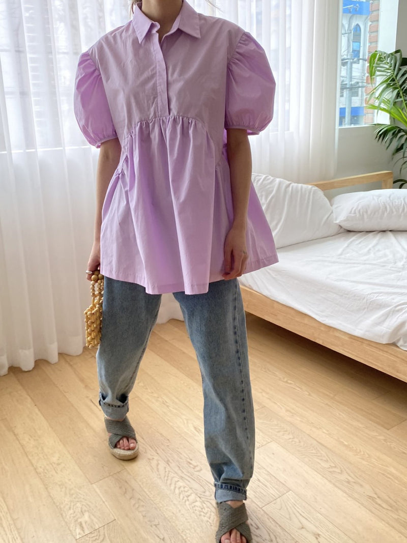 CECILE BALLOON SLEEVE COTTON SHIRT