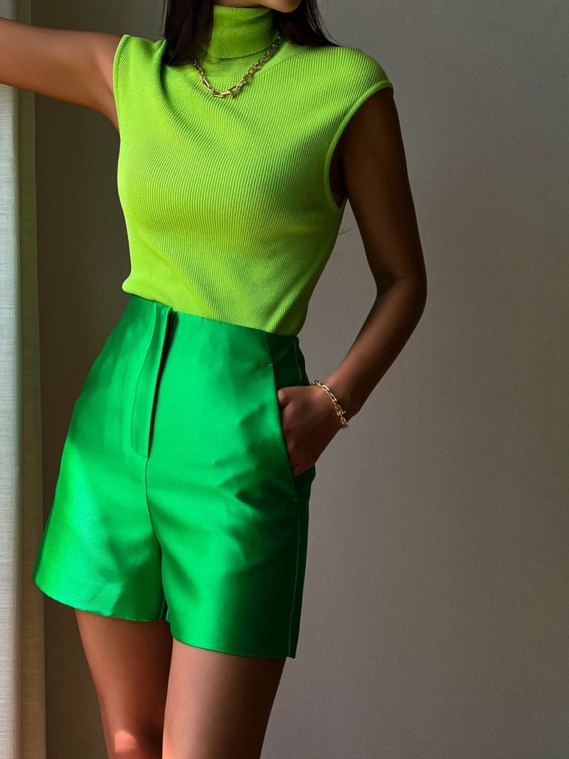 CLASSIC HIGH WAISTED SATIN SHORTS