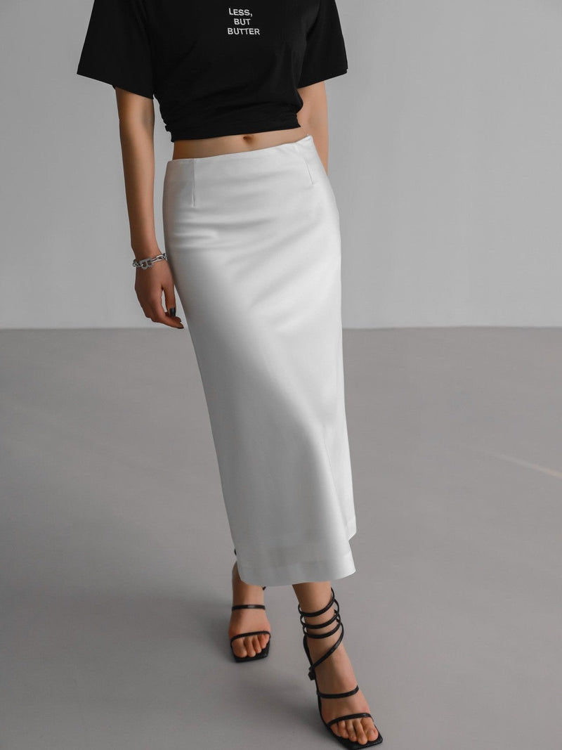 CLASSIC SILKY LOW WAIST MIDI SKIRT