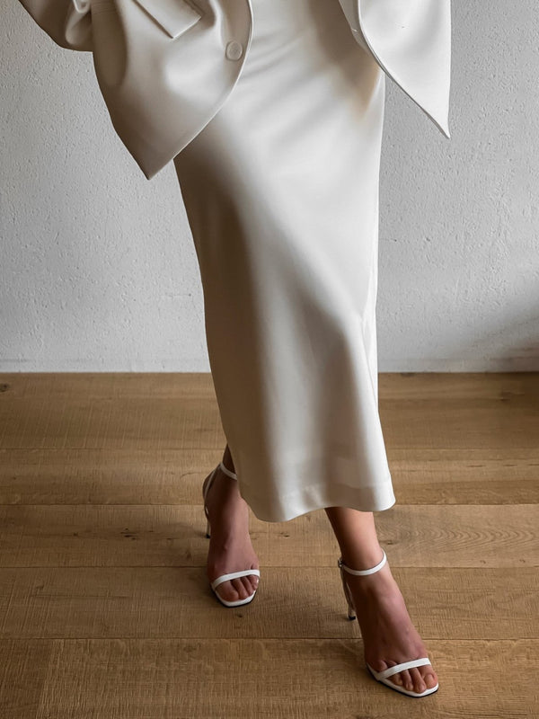 CLASSIC SILKY LOW WAIST MIDI SKIRT