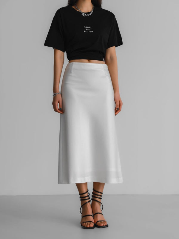 CLASSIC SILKY LOW WAIST MIDI SKIRT