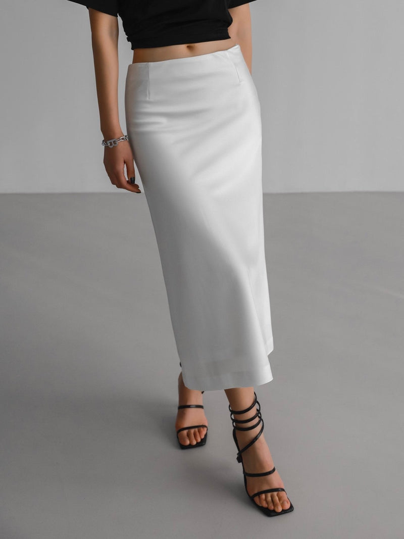 CLASSIC SILKY LOW WAIST MIDI SKIRT