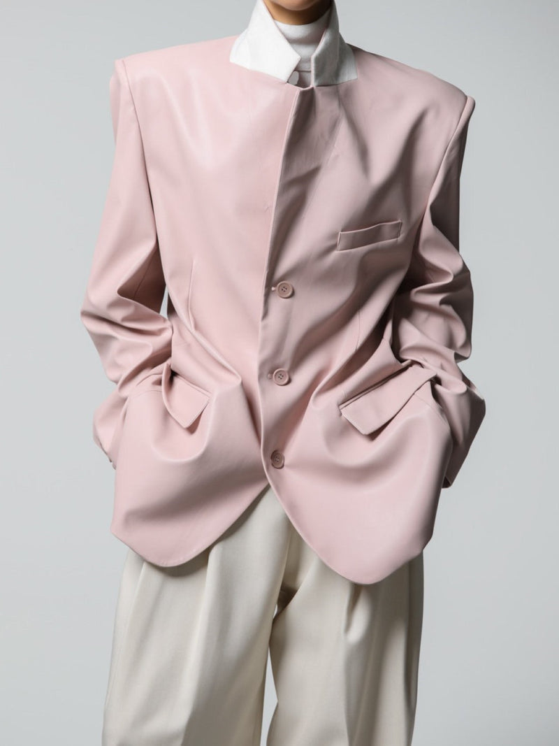 CLASSIC SOFT VEGAN LEATHER BLAZER