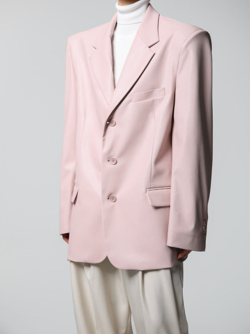 CLASSIC SOFT VEGAN LEATHER BLAZER