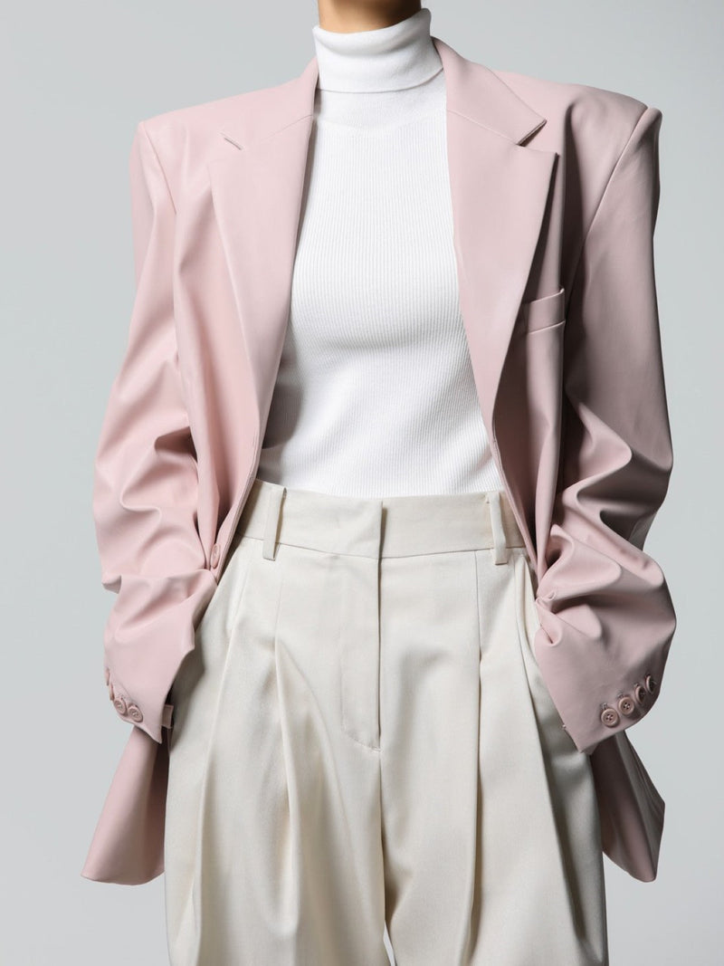 CLASSIC SOFT VEGAN LEATHER BLAZER