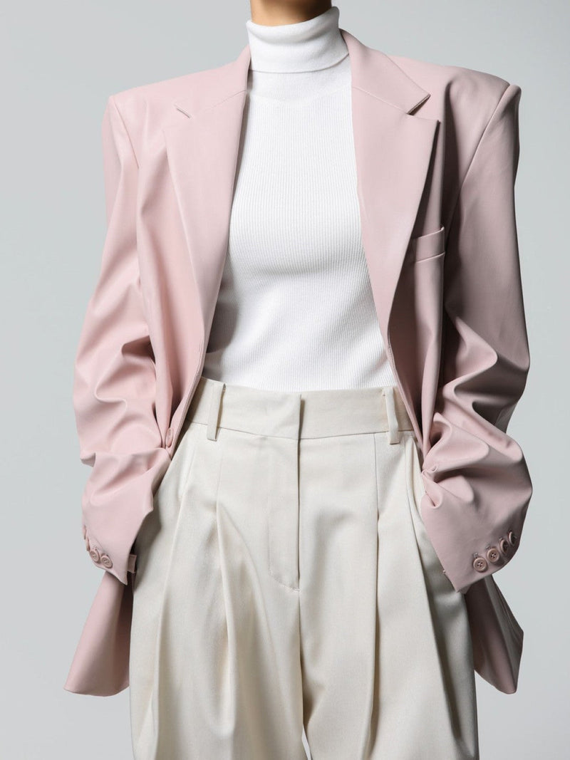 CLASSIC SOFT VEGAN LEATHER BLAZER