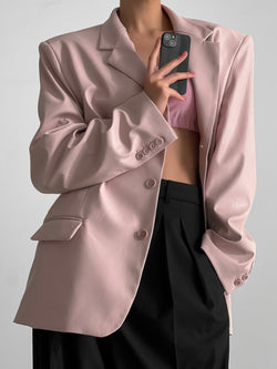 CLASSIC SOFT VEGAN LEATHER BLAZER