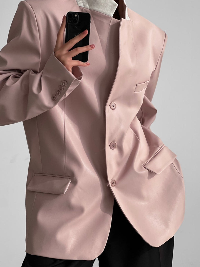 CLASSIC SOFT VEGAN LEATHER BLAZER