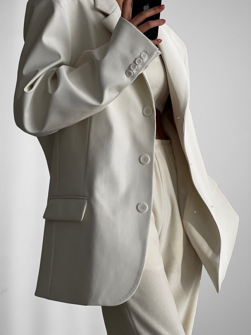 CLASSIC SOFT VEGAN LEATHER BLAZER
