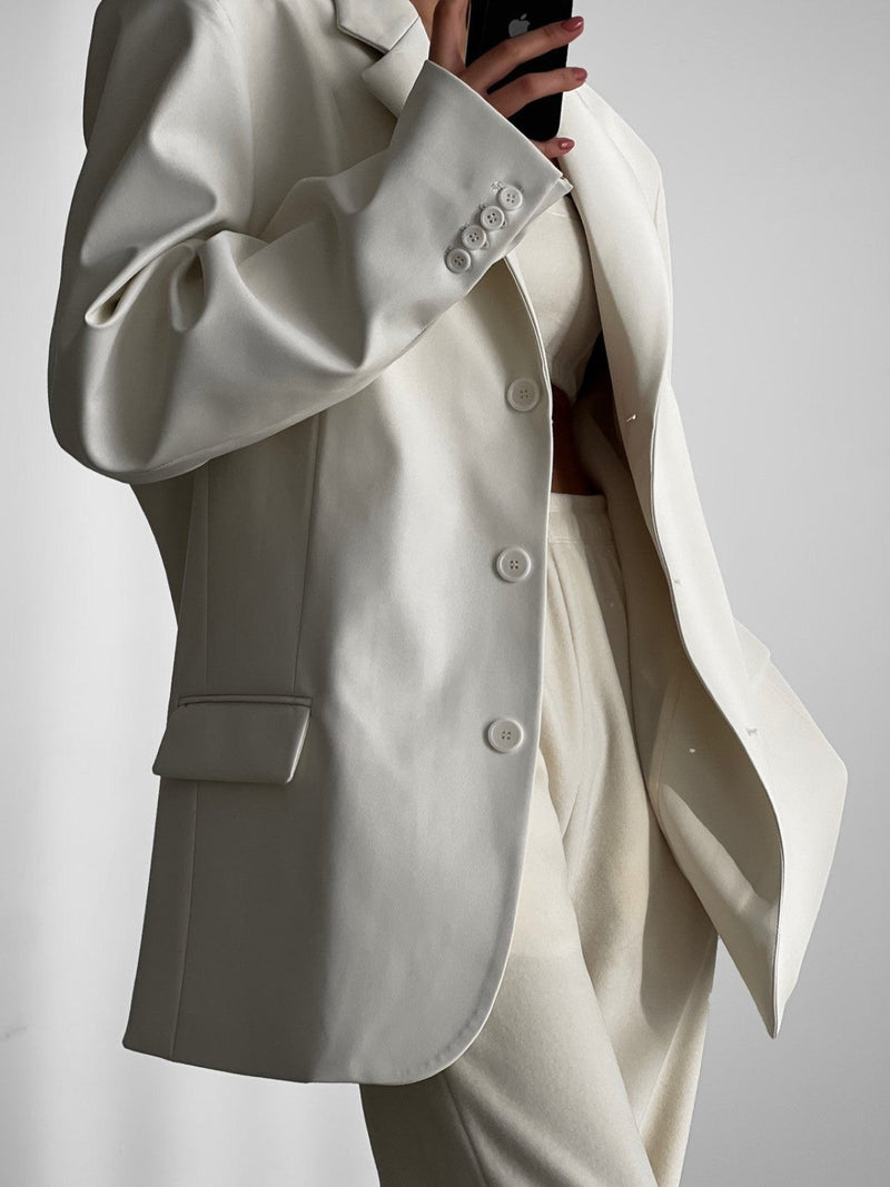 CLASSIC SOFT VEGAN LEATHER BLAZER