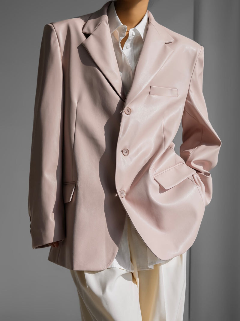 CLASSIC SOFT VEGAN LEATHER BLAZER