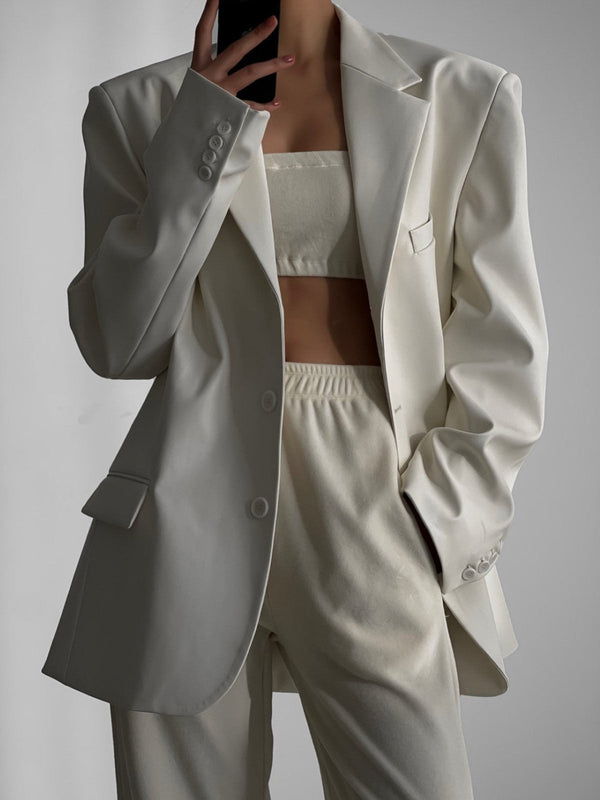 CLASSIC SOFT VEGAN LEATHER BLAZER