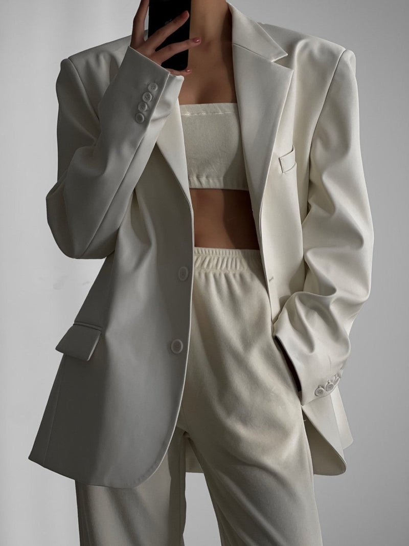 CLASSIC SOFT VEGAN LEATHER BLAZER