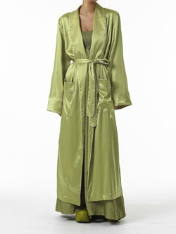 CLASSIC TRIMMED DETAIL SATIN ROBE COAT