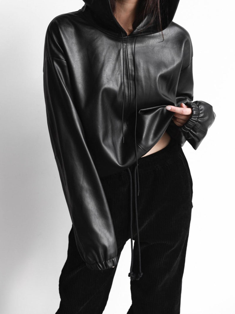 CLASSIC VEGAN LEATHER HOODIE