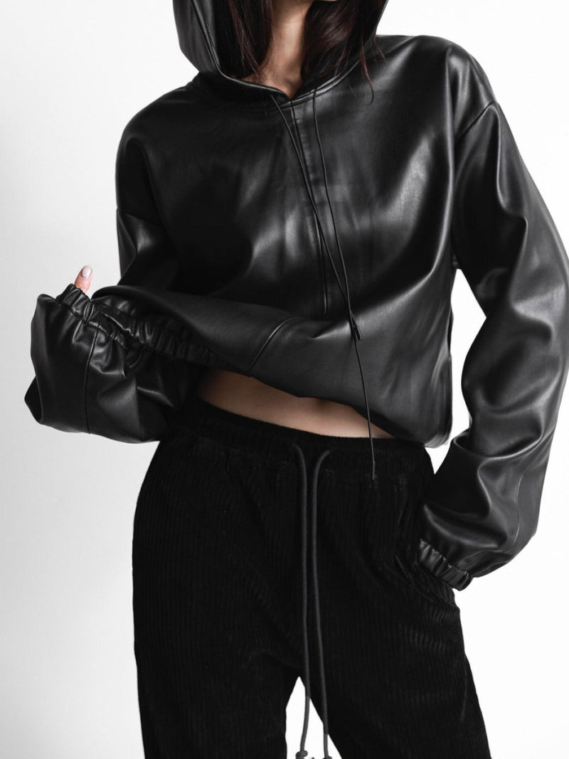 CLASSIC VEGAN LEATHER HOODIE