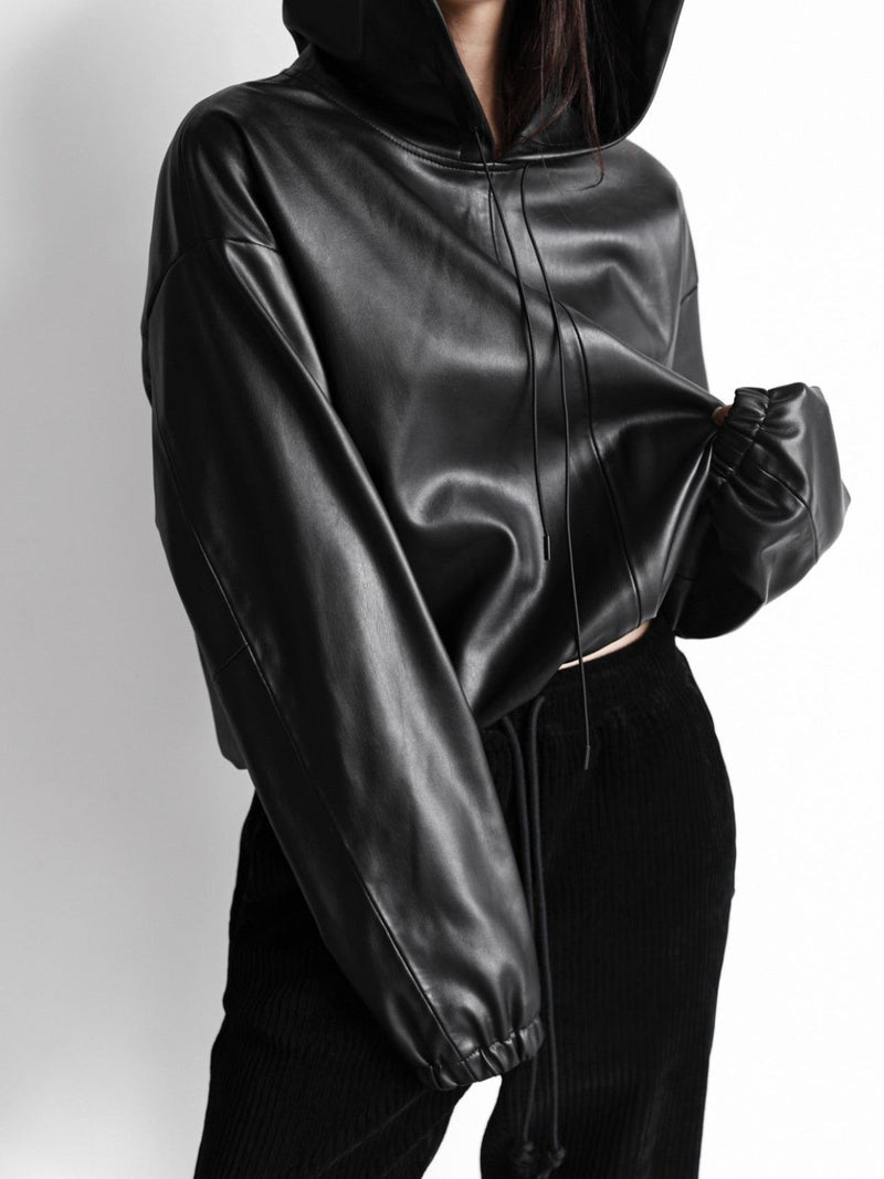 CLASSIC VEGAN LEATHER HOODIE