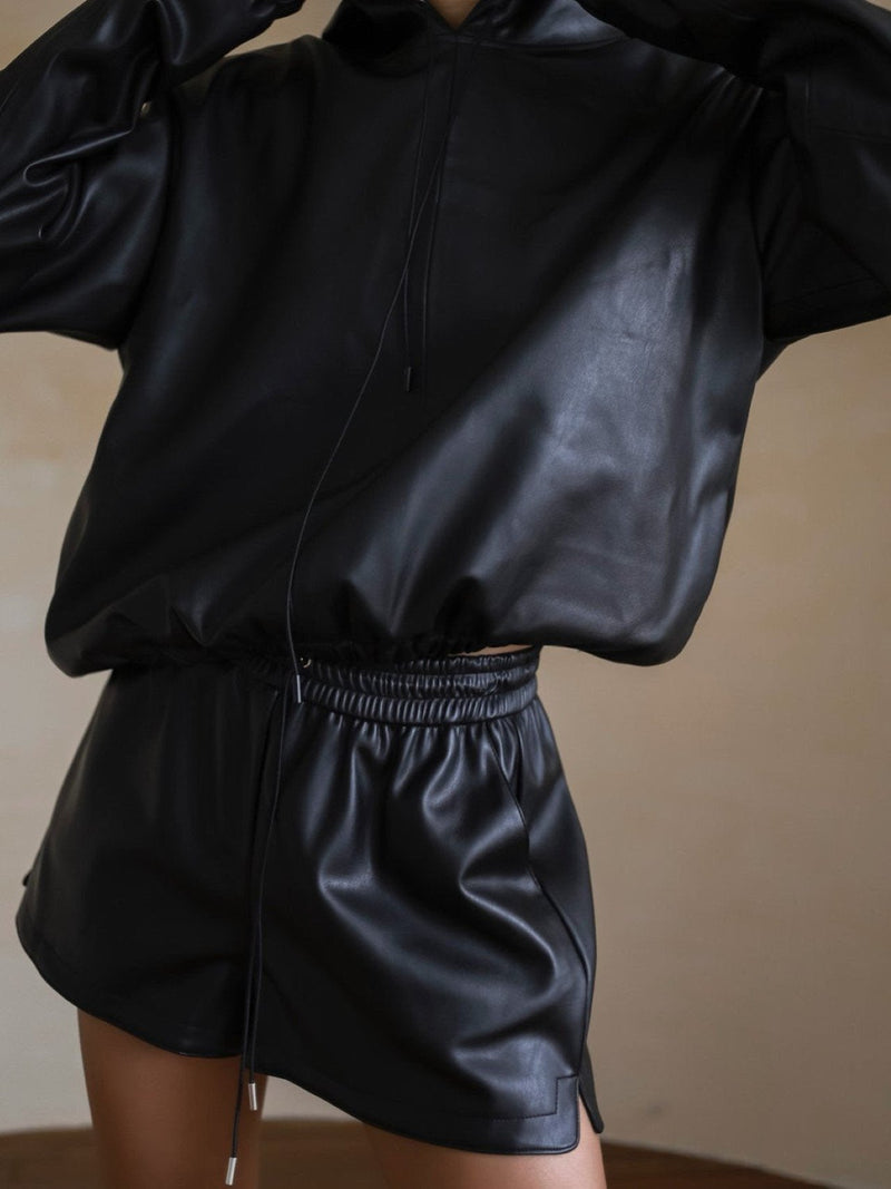 CLASSIC VEGAN LEATHER HOODIE