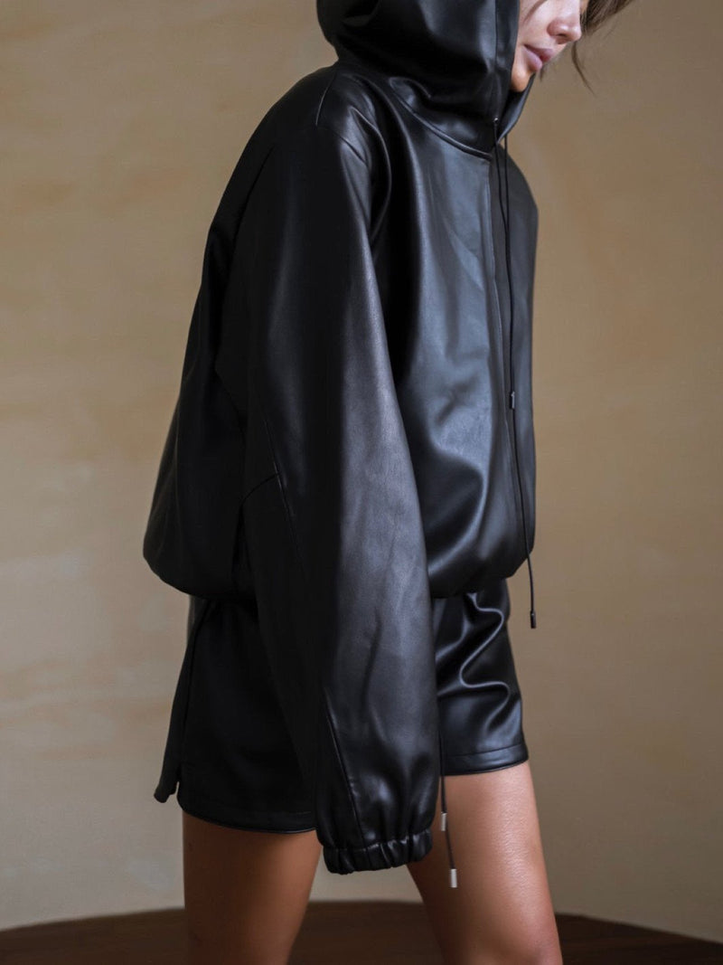 CLASSIC VEGAN LEATHER HOODIE
