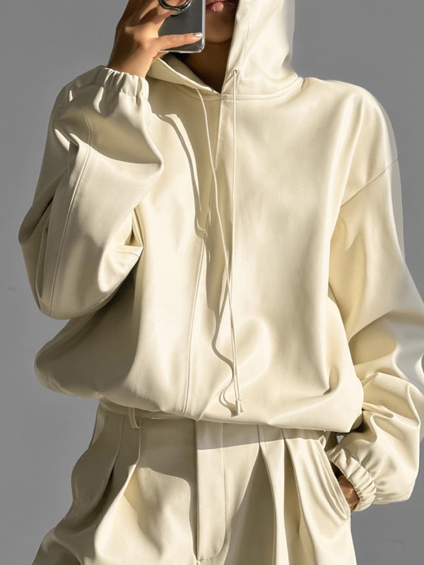 CLASSIC VEGAN LEATHER HOODIE