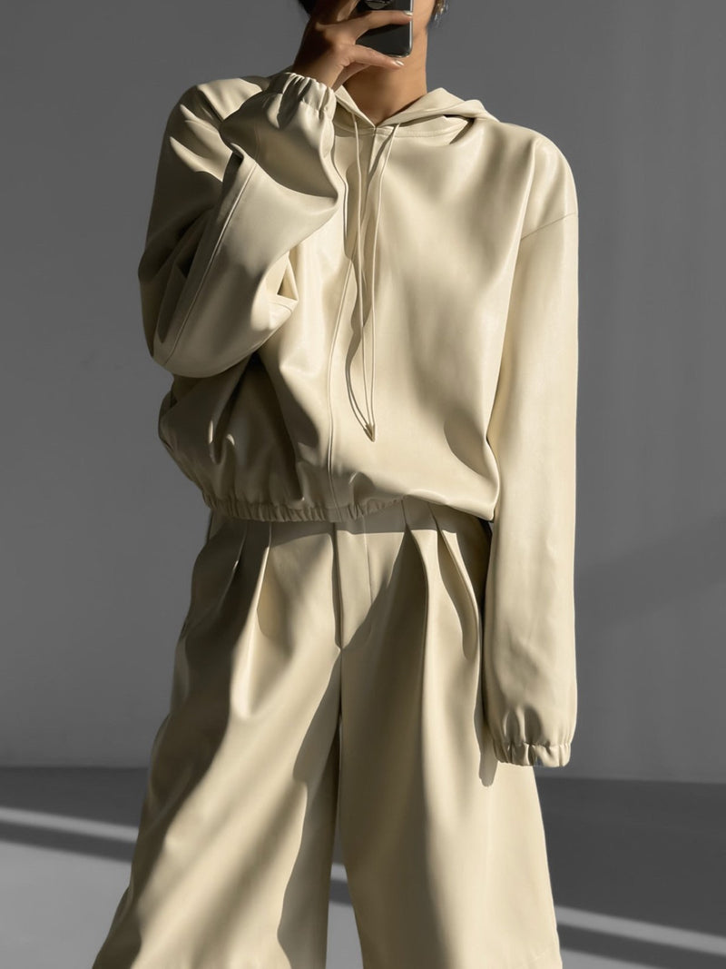 CLASSIC VEGAN LEATHER HOODIE
