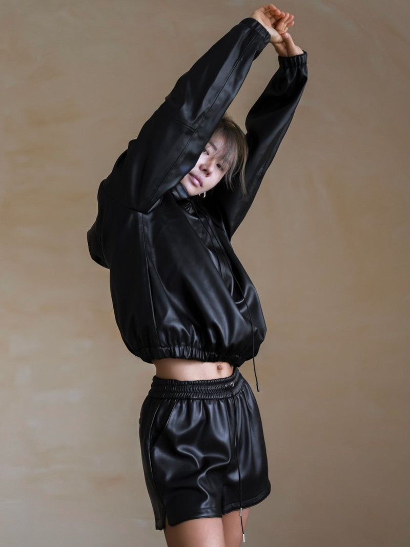 CLASSIC VEGAN LEATHER HOODIE