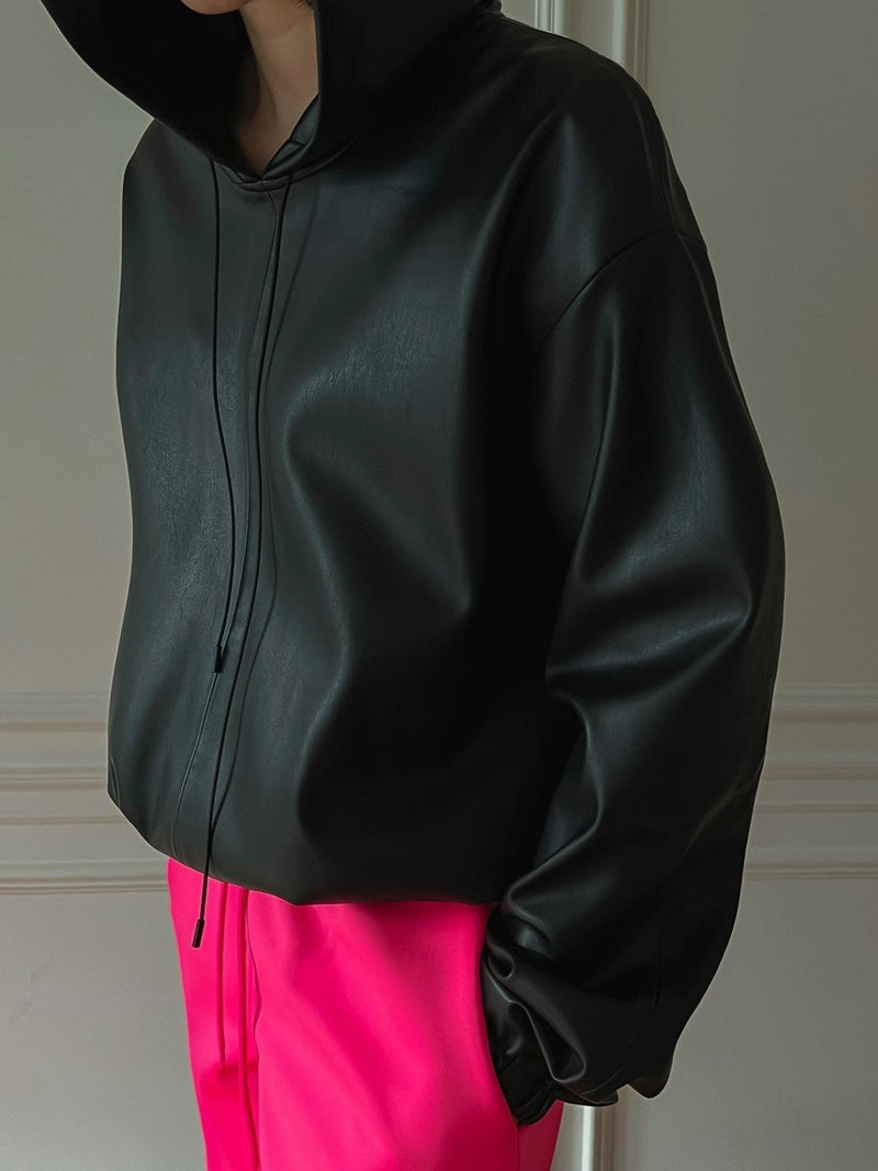 CLASSIC VEGAN LEATHER HOODIE