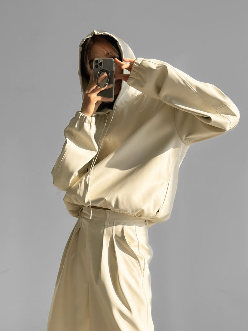 CLASSIC VEGAN LEATHER HOODIE