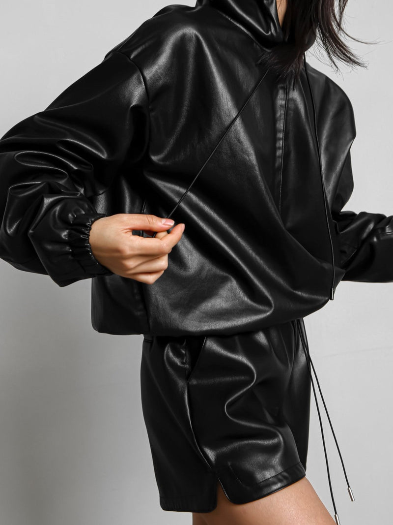 CLASSIC VEGAN LEATHER HOODIE