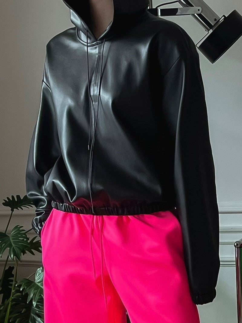 CLASSIC VEGAN LEATHER HOODIE