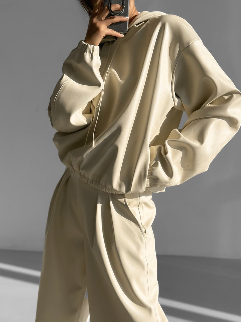 CLASSIC VEGAN LEATHER HOODIE